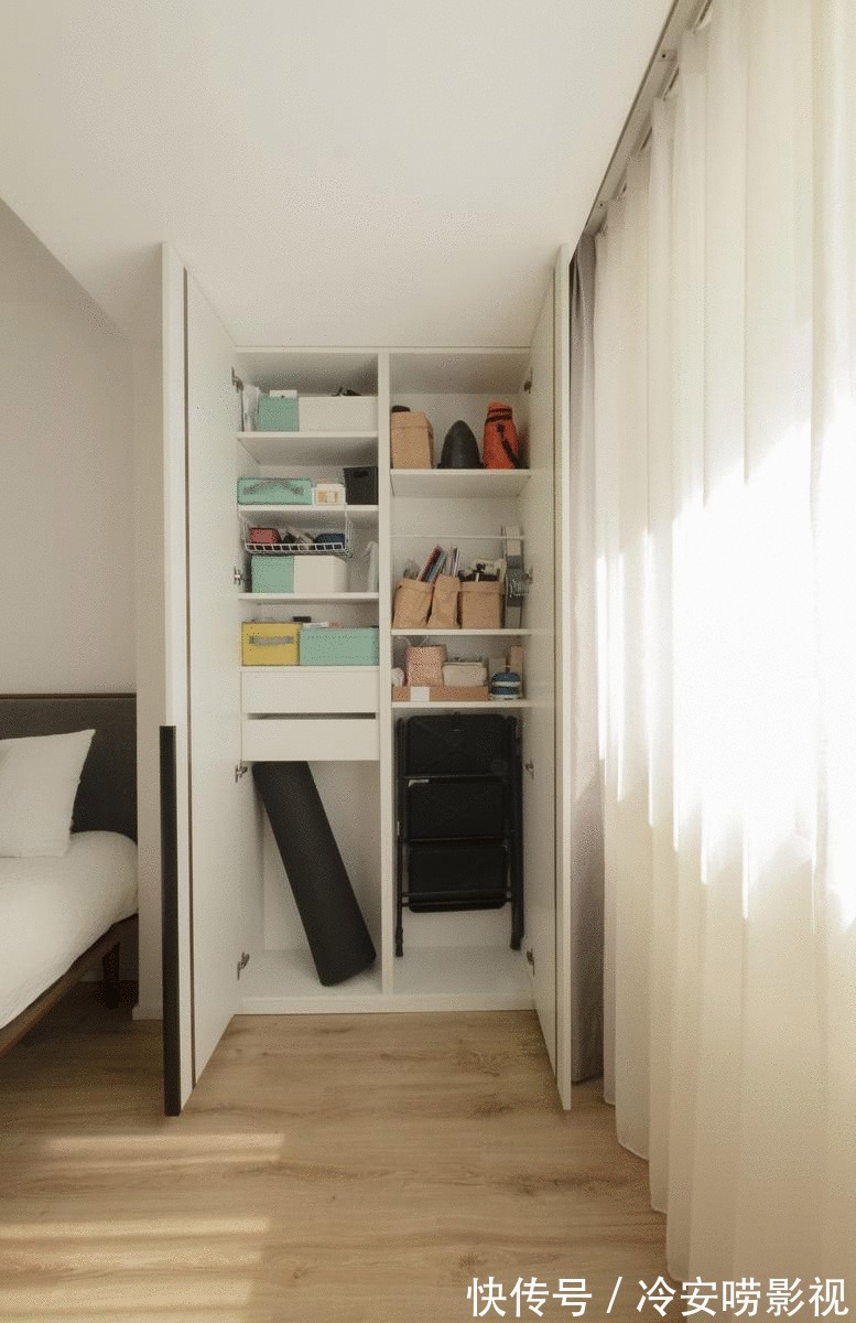 主卧|50㎡一字户型,逆袭两居室,独立厨房+办公区+浴缸全都有,真赞!