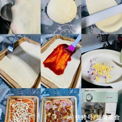 完美复刻比披萨店还好吃的脆皮肠鸡胸肉双拼披萨