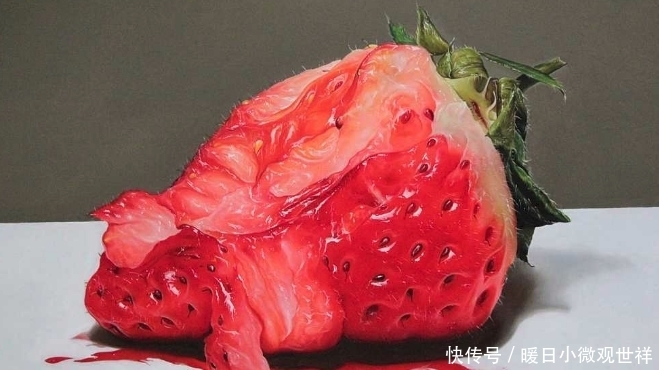 画家画了一“坏草莓”,卖出了20万,放大倍数看感觉很真实