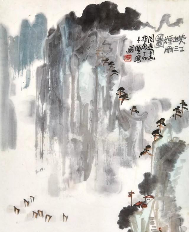 他的山水画——极简的直线为骨，极繁的渲染为体，苍润氤氲