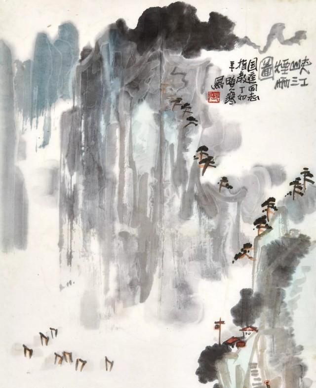 他的山水画——极简的直线为骨,极繁的渲染为体,苍润氤氲