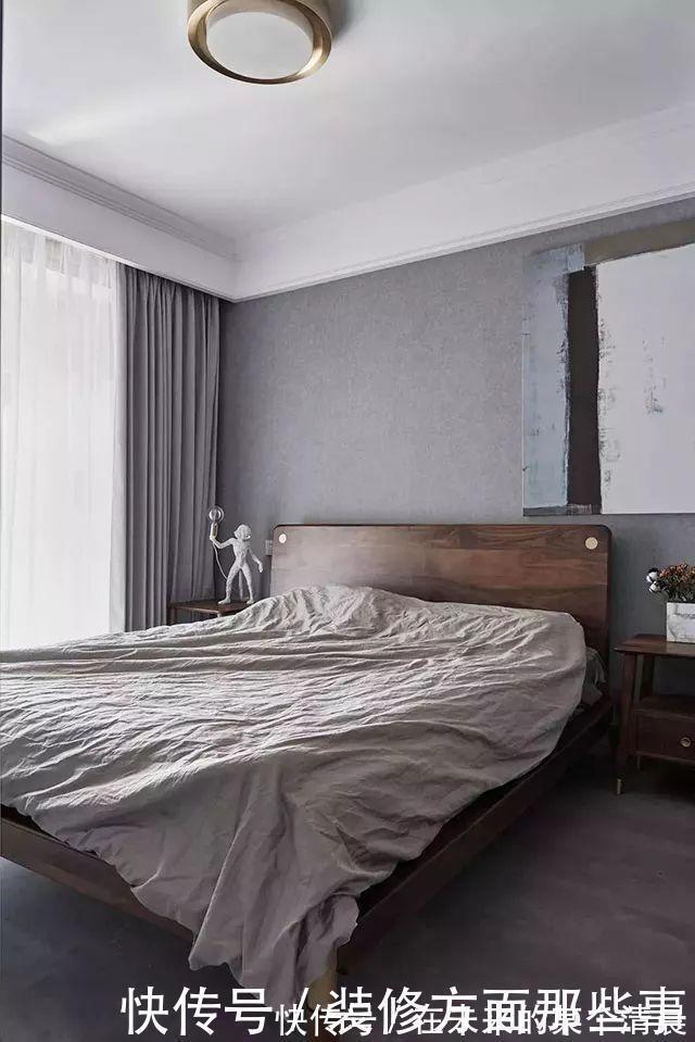 新家|108㎡现代三居室,蓝色吊顶,水泥背景墙,时尚有格调的新家