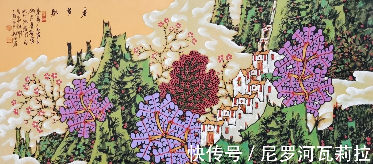 中国画$胡朝水：浓郁的梦幻重彩山水画，独树一帜的新形式