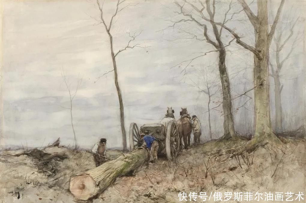 盛开的桃花|荷兰画家，海牙画派的代表人物~梵高妹夫的风景油画作品欣赏