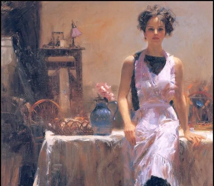 人物#皮诺德埃尼的油画人物，色彩斑斓，动静结合，光彩照人