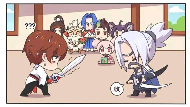 武藏|王者荣耀漫画：李白和宫本武藏比拼剑术；可是此时李白在畏惧？