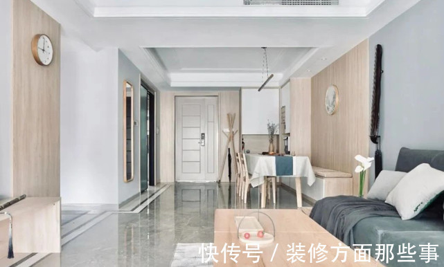 收纳|110平精装三居室,餐厅背景墙卡座餐边柜鞋柜等一体设计出彩