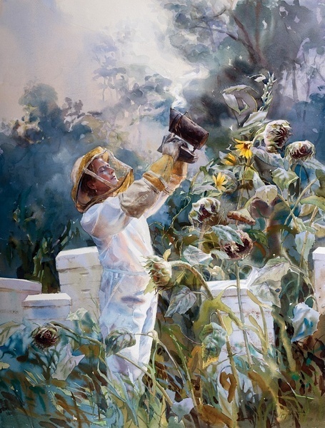 画标$美国水彩人物画家玛丽怀特:一张A4大小的水彩画标上万美元