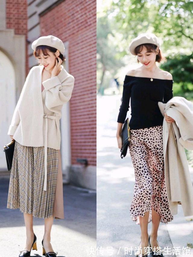 碎花裙|秋天不一定要穿黑白灰,试试“毛衣+半裙”,轻松穿出时髦感