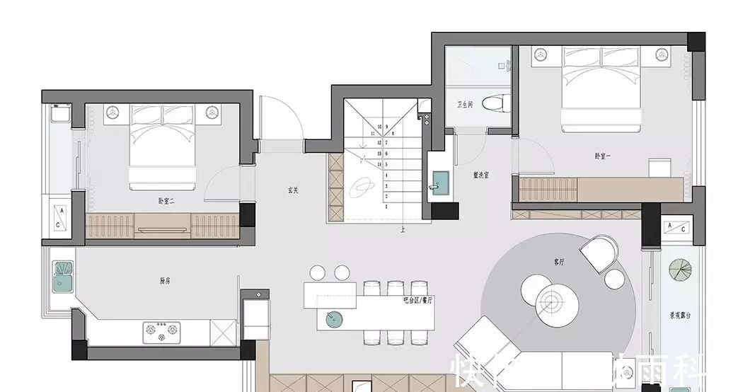 为主人|190㎡现代简约复式,灰白配+木饰面,营造安静优雅的空间