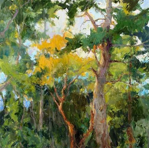 塔尔萨大学&窗外的景色 浓郁的色彩,戴安娜·恩斯沃思的风景油画