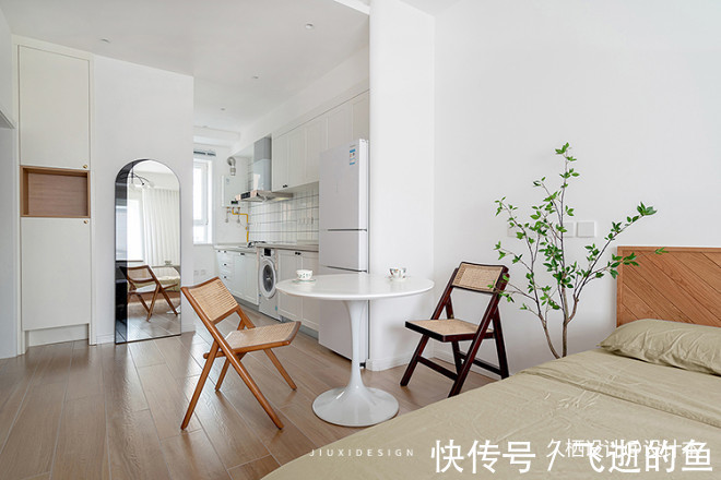 水磨石砖|25㎡原木+白打造超多收纳的MUJI风