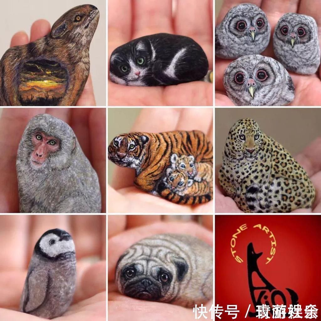 小姐姐$在石头上画画!日本小姐姐笔下的萌宠,惹9万网友围观:也想要一个