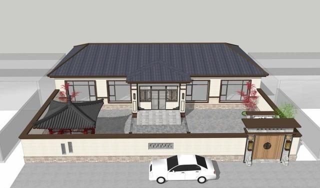 别墅|一层新中式别墅,双入户门,房间均能采光,屋檐外挑,简单大气