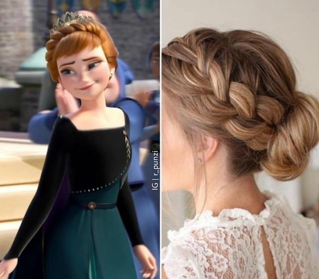 艾莎女王 当迪士尼公主的发型现实化,灰姑娘的盘发像花朵,乐佩公主最惊艳