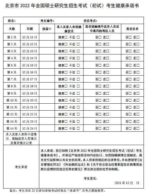 考试|北京：建议硕士研究生招考考生考前14天在京备考