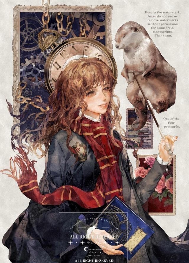 马尔福|画师绘制《哈利波特》同人,赫敏复古英伦风,马尔福充满贵族气质