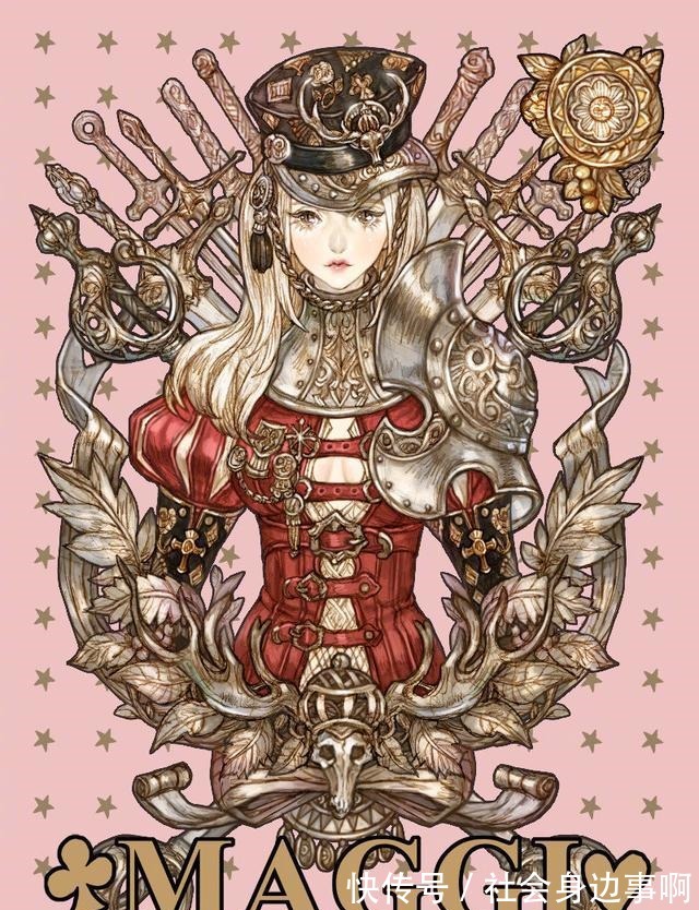 中世纪|画师绘制“卡牌真人化”，采用复古中世纪风格，变身繁琐风美少女！