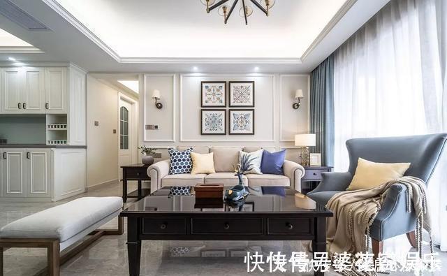 玄关|120㎡三室改四室,看起来比140㎡的还要大,经典美式风格太好看了