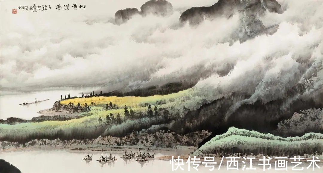 云山！春晚绿野秀 岩高白云屯：这位岭南派画家笔下的云山雾海，厉害了