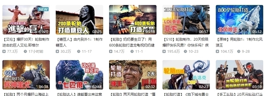 手工|小伙用轮胎制造出“进击的巨人”,耗时30天,见证手工还原极限