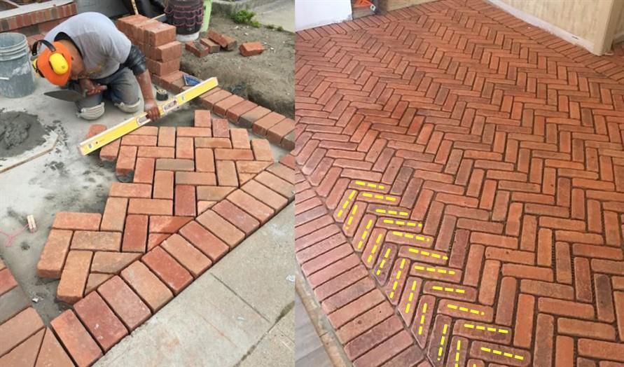 红砖块|红砖过去流行,现在照样吃香!人字形拼红砖,铺墙面地面都很漂亮