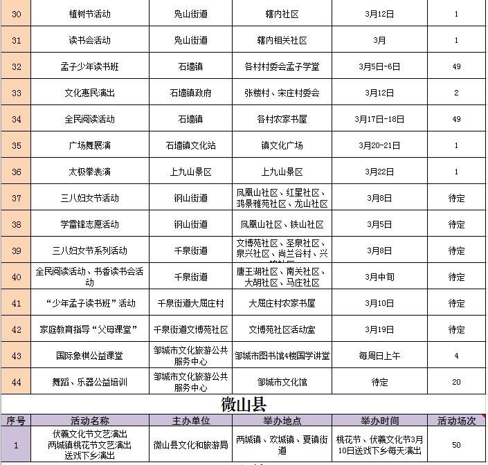 济宁&济宁3月份文化活动计划表出炉，欢迎挑选你喜欢的