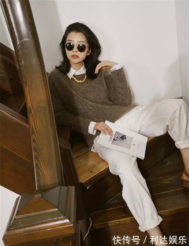 衬衫 三木又火了!“奶奶叠衫+豆腐裤”组合层次感强,保暖性非常好