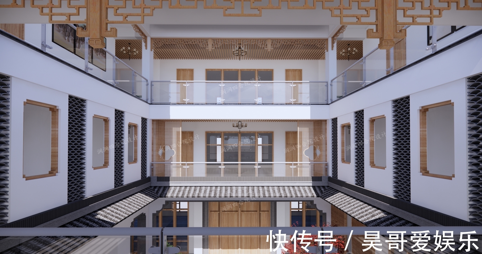 庭院|广东清远三层带地下室家族大宅现代四合院民宿28×20