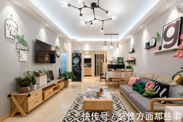 餐酒柜|96平现代风二居室,客餐厅连在一起协调又耐看