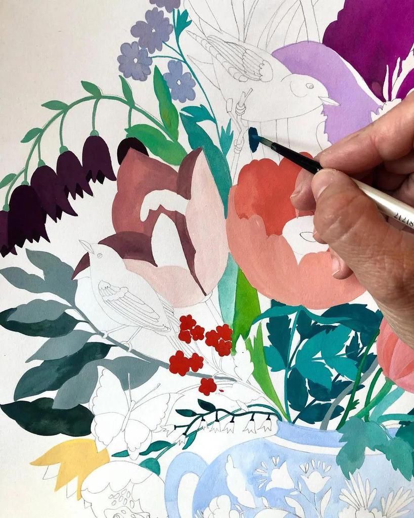  艺术家|水彩平涂，装饰效果太强了，自己动手画一幅，美到邻居羡慕嫉妒！