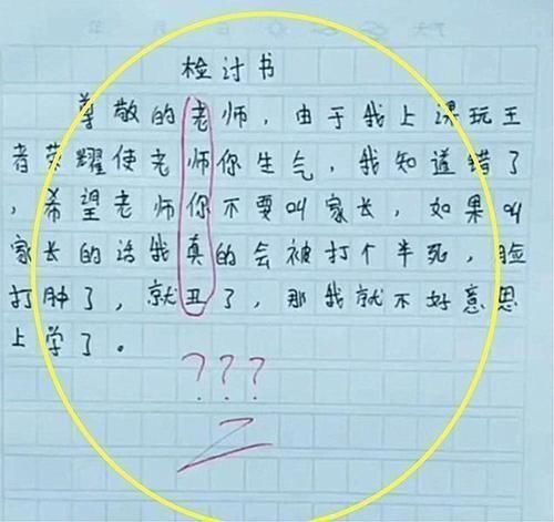 小学生|小学生被罚写检讨，字里行间看似真诚反省，班主任认真你就输了