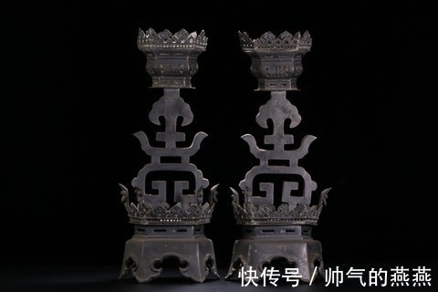 锡质&清代锡质烛台一对 、