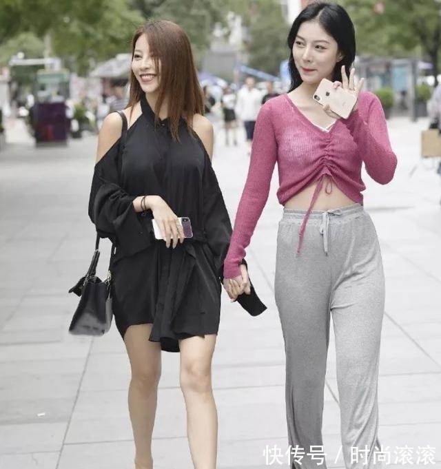 露腰 时尚露腰上衣,搭配宽松款款休闲裤,打造都市女人美感