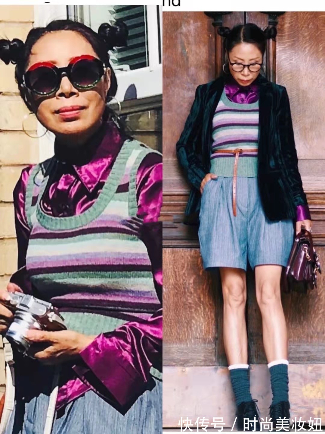 奶奶衫|这位60岁“大姐”太会穿了,奶奶背心穿出少女范,减龄又高级