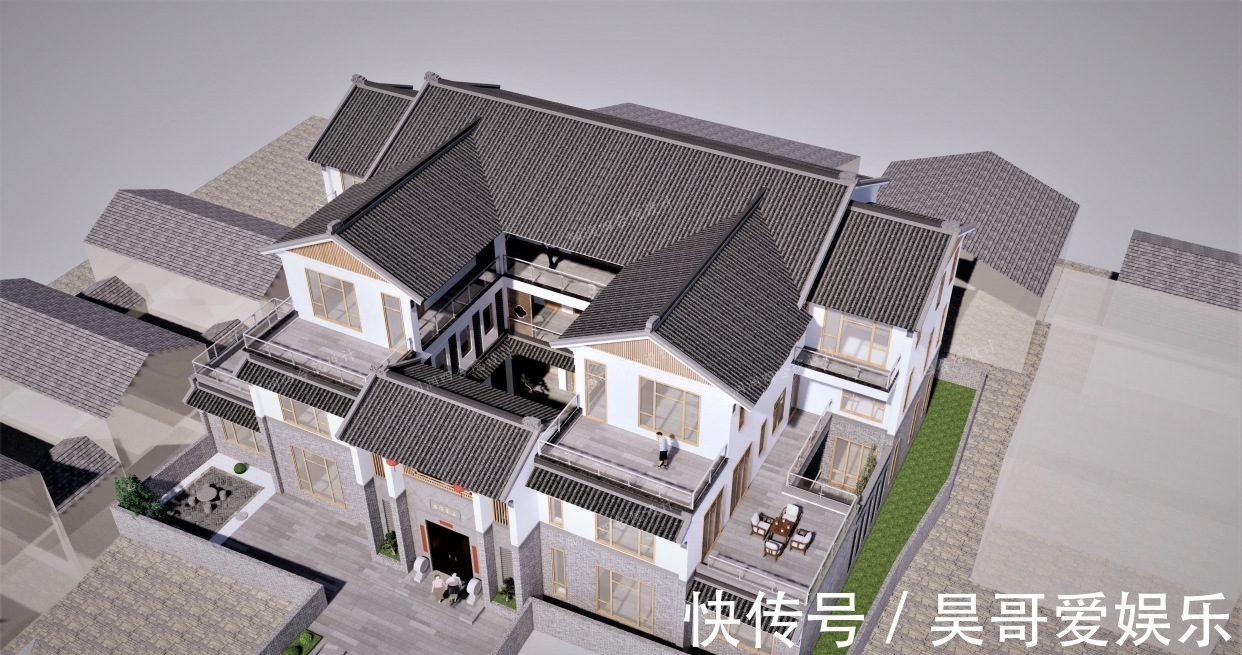 庭院|广东清远三层带地下室家族大宅现代四合院民宿28×20