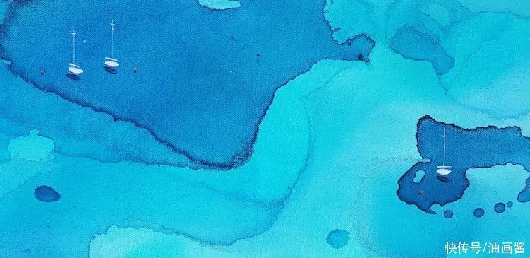 尤莉娅$她的画只有一滩稀薄的蓝色,简单到了极致,同时也美到了极致