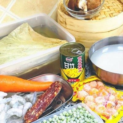 米饭|这样的食材超丰富的腊肠荷叶饭你能吃多少？