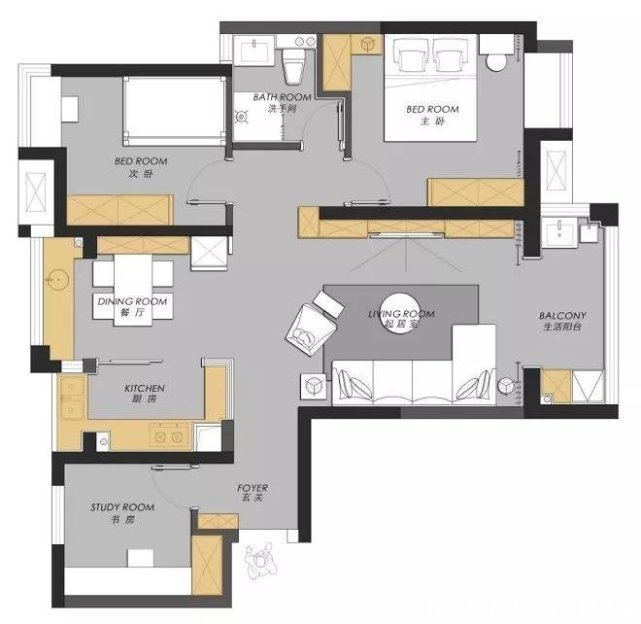 水墨画|115平中式三居室,只有在看到客厅水墨画才感到中式韵味