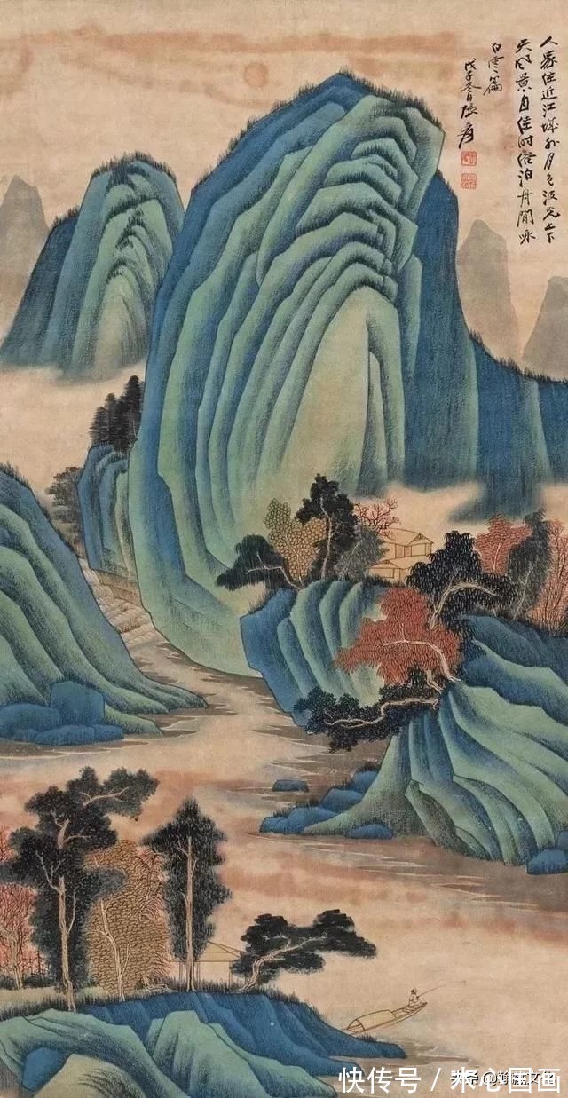 自成家法@张大千先生青绿山水欣赏:金碧辉映 自成家法