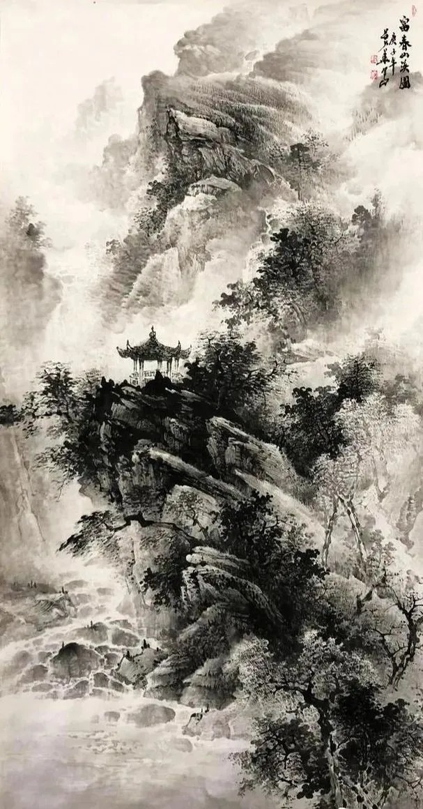 吕少华|“飞流直下三千尺,疑是银河落九天”!这水墨山水,绝了!