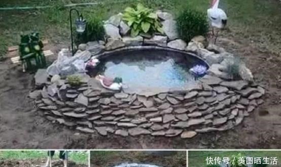 老公用轮胎“造景”盖鱼池,扔几颗碗莲,种几盆薄荷,美得不像话!