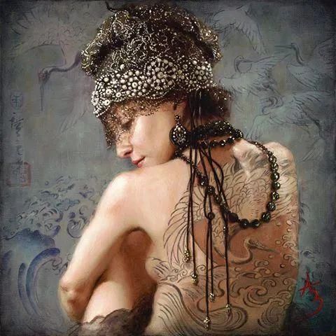 ·曼努克@自然又野性的存在,美女艺术家的唯美油画欣赏