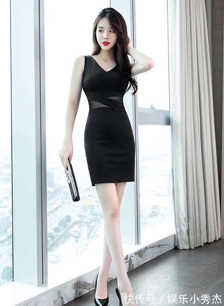 连衣裙|气质女装,V领短袖包臀连衣裙,要的就是性感高挑