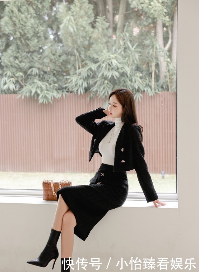 孙允珠每日穿搭:威廉男爵气质高冷俊俏西装裙