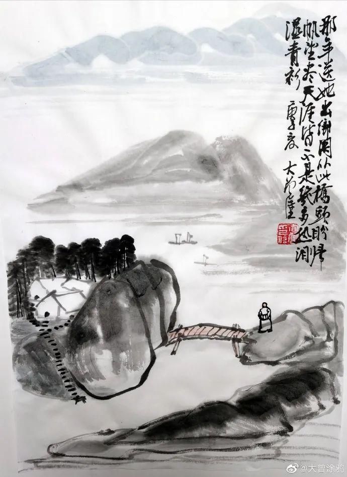  心不老|大曾画画：人老心不老，爱往山上跑，说是看红叶，其实会相好