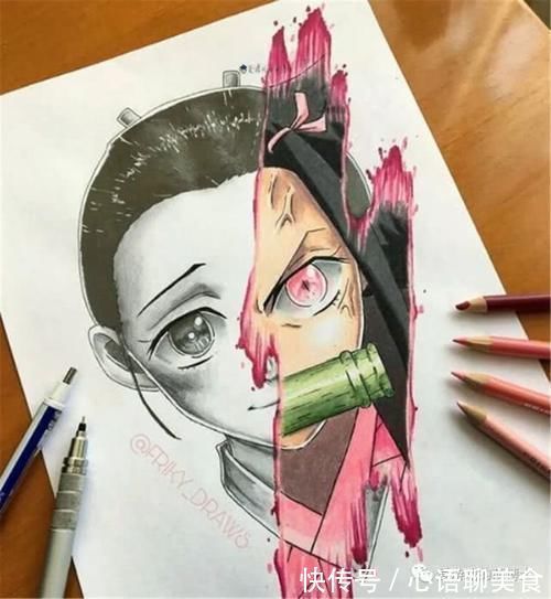 博士|素描与彩稿共存，美术达人打造《鬼灭之刃》主题奇妙画作