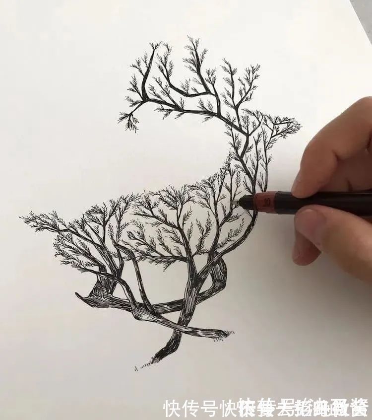 创意#自学成才的画家,用一根针管笔,画出精巧的创意素描,创意非凡