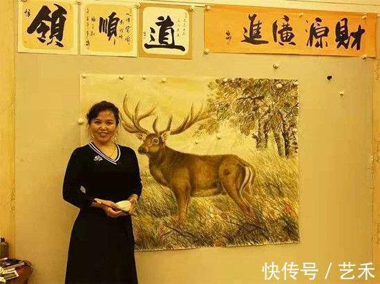 画家!画家潘红以情画鹿以心画鹿献礼建党百年