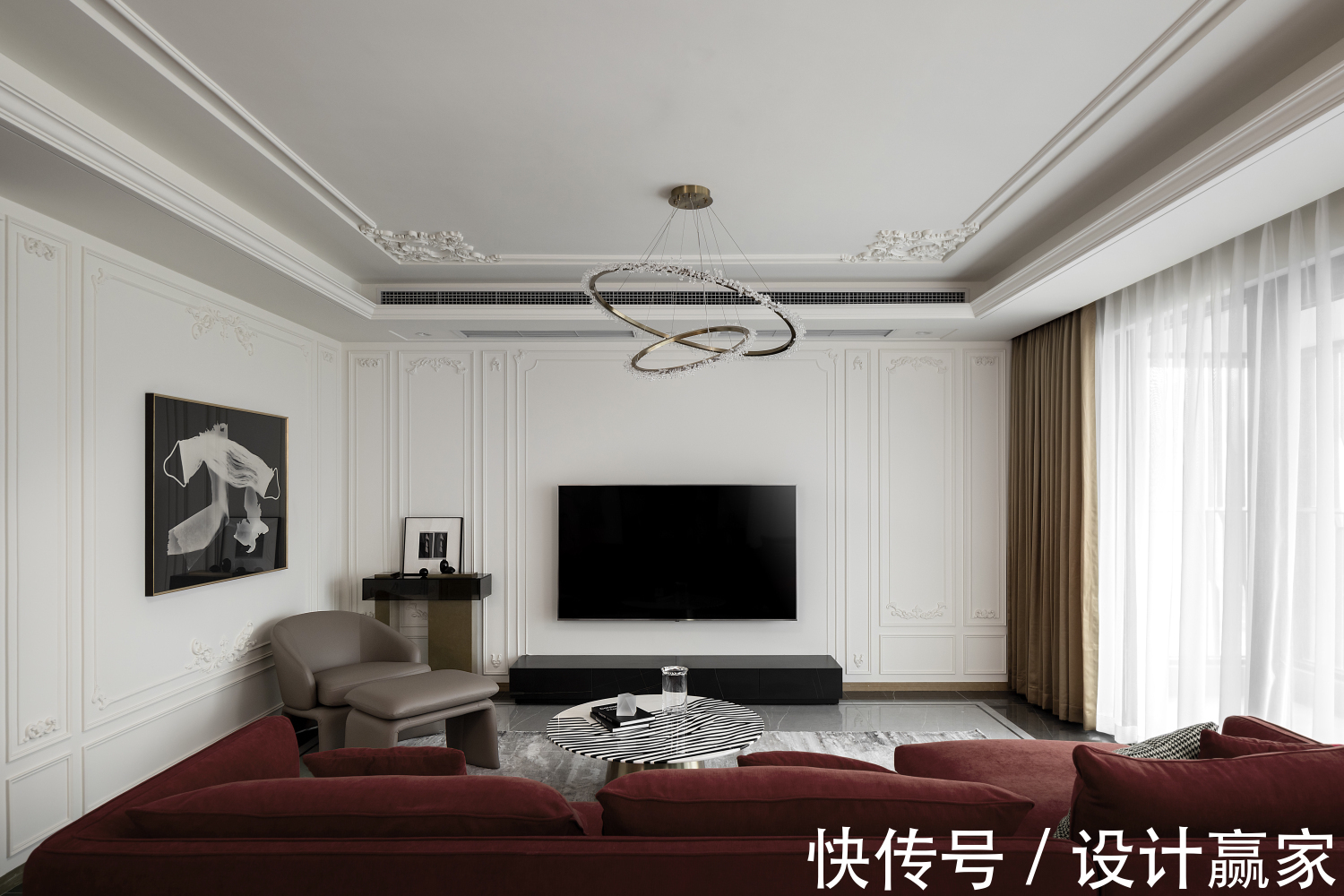 欧式|161㎡精致优雅四居,浪漫酒红+轻奢金,演绎欧式文艺范